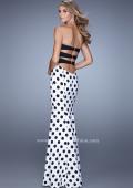 Picture of: Polka Dot Dress with Fit and Flare Skirt and Sheer Detail in Black and White, Style: 21392, Back Picture