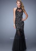 Picture of: Sheer Halter Mermaid Prom Dress with Lace Appliques in Black, Style: 21400, Main Picture