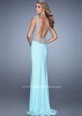 Picture of: Fitted Jersey Dress with Pearls and Scoop Open Back in Mint, Style: 21413, Back Picture