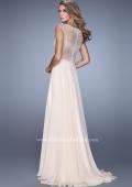 Picture of: Cap Sleeve Chiffon Dress with Stones, Beads, and Pearls in Blush, Style: 21414, Back Picture