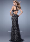 Picture of: Lace Dress with Tulle Overlay and Rhinestones in Black, Style: 21426, Back Picture