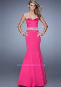 Picture of: Satin Mermaid Prom Dress with Embroidered Belt in Hot Pink, Style: 21432, Main Picture