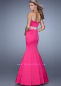 Picture of: Satin Mermaid Prom Dress with Embroidered Belt in Hot Pink, Style: 21432, Back Picture