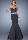 Picture of: Satin Mermaid Prom Dress with Embroidered Belt in Black, Style: 21432, Detail Picture 1