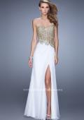 Picture of: Strapless Chiffon Dress with Sheer Corset Bodice in White, Style: 21437, Main Picture