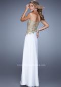 Picture of: Strapless Chiffon Dress with Sheer Corset Bodice in White, Style: 21437, Back Picture
