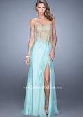 Picture of: Strapless Chiffon Dress with Sheer Corset Bodice in Mint, Style: 21437, Detail Picture 2