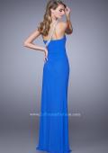 Picture of: One Shoulder Jersey Gown with Stones, Sequins, and Slit in Blue, Style: 21441, Back Picture