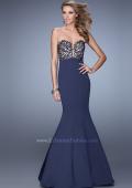 Picture of: Long Mermaid Prom Dress with Beaded Embroidery in Navy, Style: 21443, Main Picture