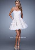 Picture of: Short Lace Cocktail Dress with Pockets in White, Style: 21446, Detail Picture 1