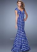 Picture of: Polka Dot Mermaid Prom Dress with Open Back in Blue, Style: 21452, Main Picture