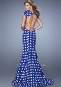Picture of: Polka Dot Mermaid Prom Dress with Open Back in Blue, Style: 21452, Back Picture