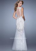 Picture of: Sleeveless Trumpet Prom Gown with Sheer Lace Skirt in White, Style: 21457, Back Picture