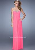 Picture of: Long Satin Prom Dress with Sparkling Trim and Stones in Pink, Style: 21461, Back Picture