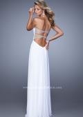 Picture of: Long Satin Prom Dress with Sparkling Trim and Stones in White, Style: 21461, Detail Picture 2