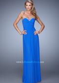 Picture of: Long Satin Prom Dress with Sparkling Trim and Stones in Blue, Style: 21461, Detail Picture 4