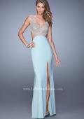 Picture of: Sheer Bodice Prom Dress with V Neck and Side Cut Outs in Mint, Style: 21469, Main Picture