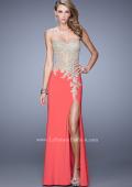 Picture of: Strapless Prom Dress with Corset Bodice and Beading in Orange, Style: 21472, Detail Picture 1
