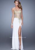 Picture of: Strapless Prom Dress with Corset Bodice and Beading in White, Style: 21472, Detail Picture 2