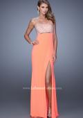 Picture of: Embroidered Strapless Prom Dress with Side Leg Slit in Orange, Style: 21476, Detail Picture 3