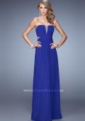Picture of: Net Jersey Dress with Gathered Bodice and V Neckline in Blue, Style: 21483, Main Picture