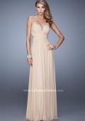 Picture of: Net Jersey Dress with Gathered Bodice and V Neckline in Nude, Style: 21483, Detail Picture 4