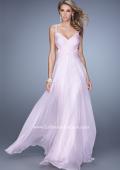 Picture of: Chiffon Prom Dress with Basket Weave Detail and Pearls in Pink, Style: 21502, Back Picture