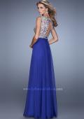 Picture of: Chiffon Gown with Sheer Detail and Keyhole Back in Blue, Style: 21503, Back Picture