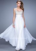 Picture of: Jeweled Encrusted Embroidered Long Chiffon Prom Dress in White, Style: 21505, Detail Picture 4