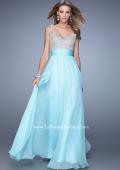 Picture of: Jeweled Encrusted Embroidered Long Chiffon Prom Dress in Blue, Style: 21505, Detail Picture 6