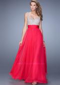 Picture of: Jeweled Encrusted Embroidered Long Chiffon Prom Dress in Pink, Style: 21505, Detail Picture 7