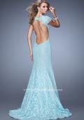 Picture of: Lace Mermaid Gown with Cap Sleeves and Open Back in Mint, Style: 21509, Main Picture