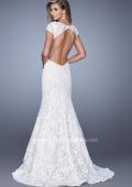 Picture of: Lace Mermaid Gown with Cap Sleeves and Open Backin White, Style: 21509, Detail Picture 3
