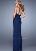 Picture of: Halter Prom Dress with Gathered Bodice and Center Slit in Navy, Style: 21513, Back Picture