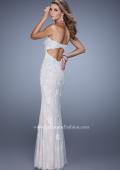 Picture of: Jersey Prom Dress with Lace Tulle Overlay and Open Back in White, Style: 21514, Main Picture