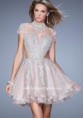 Picture of: Flirty Cocktail Dress with Layered Skirt and Embroidery in Pink, Style: 21530, Main Picture
