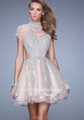 Picture of: Flirty Cocktail Dress with Layered Skirt and Embroidery in Pink, Style: 21530, Detail Picture 1