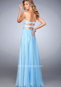 Picture of: Chiffon Prom Dress with Double Strap Back and Lace in Blue, Style: 21545, Back Picture