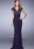 Picture of: Form Fitting Ruched Prom Dress with Rhinestones in Purple, Style: 21551, Main Picture