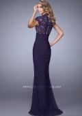 Picture of: Form Fitting Ruched Prom Dress with Rhinestones in Purple, Style: 21551, Back Picture