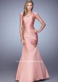 Picture of: V Neck Satin Evening Dress with Cap Sleeves in Pink, Style: 21610, Main Picture