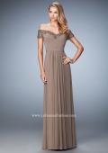 Picture of: Off the Shoulder Evening Dress with Jeweled Embroidery in Cocoa, Style: 21613, Detail Picture 2