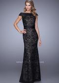 Picture of: Elegant Off the Shoulder Lace Dress with Ruched Belt in Black, Style: 21618, Main Picture