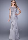 Picture of: Glam Evening Dress with Scoop Neckline and Lace Bodice in Silver, Style: 21620, Main Picture