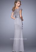 Picture of: Glam Evening Dress with Scoop Neckline and Lace Bodice in Silver, Style: 21620, Back Picture