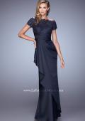 Picture of: Glam Evening Dress with Scoop Neckline and Lace Bodice in Navy, Style: 21620, Detail Picture 2