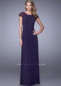 Picture of: Cap Sleeve Embroidered Dress with Cascading Ruffles in Purple, Style: 21621, Main Picture
