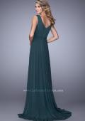 Picture of: V Neck Evening Dress with Jewel Adorned Bodice in Emerald, Style: 21624, Back Picture
