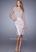 Picture of: Stretch Satin Cocktail Dress with Ruched Skirt in Champagne, Style: 21633, Main Picture