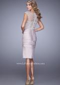 Picture of: Stretch Satin Cocktail Dress with Ruched Skirt in Champagne, Style: 21633, Back Picture